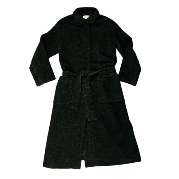 Aritzia Wilfred Broquerie Long Wool Alpaca Mohair Coat in Grey/Black Size Large - Picture 3 of 13